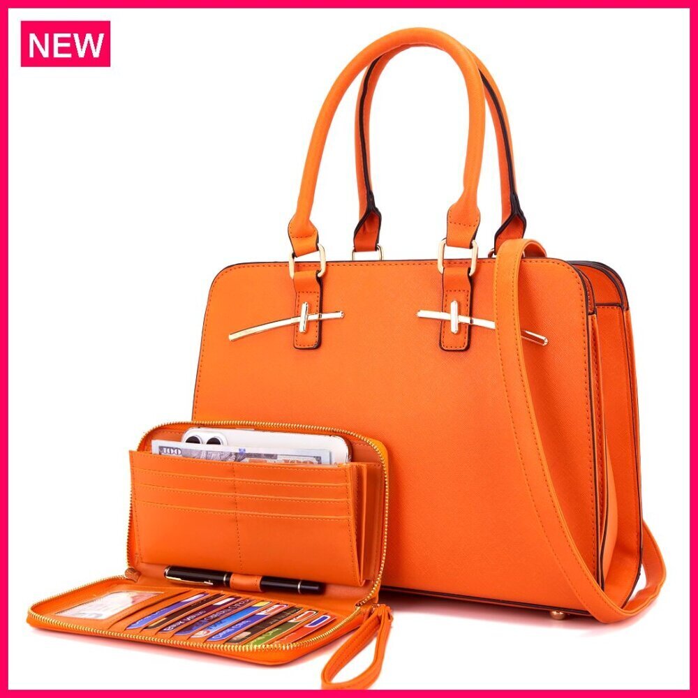 Large Tote and RFID Wallet Set with 3 Compartments for Work and Travel